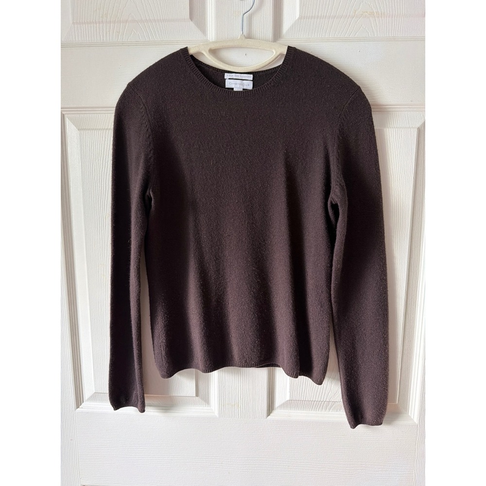 Charter Club Cashmere Sweater Women S Brown Crewneck 2-Ply Knit Minimalist